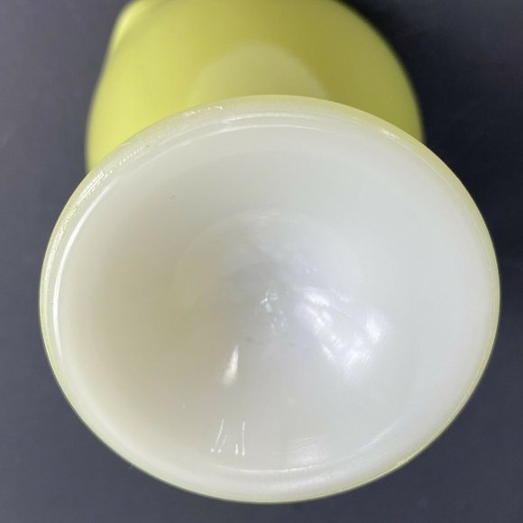 Vintage Hazel Atlas Ovidue Platonite Yellow Green Creamer Sugar Set c1950s - Picture 10 of 11